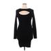 Almost Famous Casual Dress - Bodycon Crew Neck Long sleeves: Black Solid Dresses - New - Women's Size X-Large
