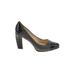 Franco Sarto Heels: Pumps Chunky Heel Cocktail Party Gray Print Shoes - Women's Size 7 1/2 - Round Toe