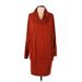 Casual Dress Cowl Neck Long Sleeve: Orange Solid Dresses - New - Women's Size Small