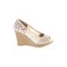 American Eagle Shoes Wedges: Ivory Solid Shoes - Women's Size 7 - Peep Toe