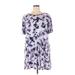 Simply Vera Vera Wang Casual Dress - Shift High Neck Short sleeves: Purple Print Dresses - Women's Size X-Large