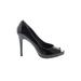 Nine West Heels: Slip On Stilleto Cocktail Party Black Solid Shoes - Women's Size 8 - Peep Toe