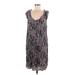 Old Navy Casual Dress - Shift Scoop Neck Sleeveless: Gray Floral Dresses - Women's Size Large