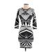 Forever 21 Casual Dress - Bodycon Crew Neck 3/4 sleeves: Silver Dresses - Women's Size Small