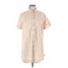 Rhythm. Casual Dress - Shift High Neck Short sleeves: Tan Print Dresses - Women's Size X-Small