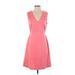 White House Black Market Cocktail Dress - A-Line V-Neck Sleeveless: Pink Print Dresses - Women's Size 4
