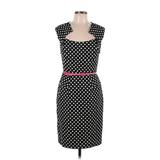 Teri Jon by Rickie Freeman Casual Dress - Sheath: Black Polka Dots Dresses - Women's Size 10