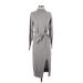 Evereve Casual Dress - Midi High Neck Long sleeves: Gray Print Dresses - Women's Size X-Small