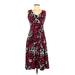 Julian Taylor Casual Dress - Fit & Flare: Black Floral Motif Dresses - Women's Size 8