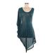 Sparkle & Fade Casual Dress - A-Line Scoop Neck Short sleeves: Blue Solid Dresses - Women's Size Large