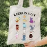 Karma Is A Cat Album Songs Pattern Tote Bag for Women Swiftie Canvas Gift Initiated Bag for