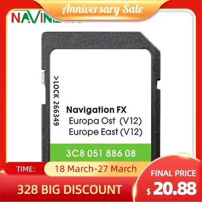 Carte SD de navigation GPS pour VW 8 Go FX V12 contraste rocco 2008 -2017 Europe RNS310 East