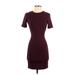 Wilfred Casual Dress - Bodycon Crew Neck Short sleeves: Burgundy Print Dresses - Women's Size Small