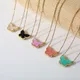CARLIDANA-Collier Pendentif Papillon Coquille Colorée pour Femme Bijoux Délicats Plaqué Or