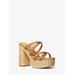 Michael Kors Corrine Leather and Straw Platform Sandal Grey 9.5