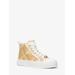 Michael Kors Evy Empire Logo Jacquard Straw High-Top Sneaker Natural 9.5