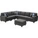 Gray Sectional - Latitude Run® Musica Dark Linen 7Pc Modular Sectional Sofa & Ottoman Linen | 35 H x 124 W x 98 D in | Wayfair