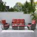 Hummuh Carolina 5 - Person Outdoor Seating Group w/ Cushions in Brown | 35 H x 73 W x 35 D in | Wayfair PW0131423-5