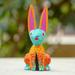 Bungalow Rose Handmade Zapotec Bunny Wood Alebrije Figurine Wood in Blue/Brown/Orange | 3.1 H x 1.4 W x 1.3 D in | Wayfair