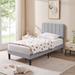 Wade Logan® Auxter Upholstered Platform Bed Frame w/ Adjustable Headboard No Box Spring Needed Metal in Gray | Twin | Wayfair