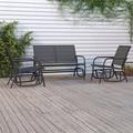 Wildon Home® 3 Piece Garden Outdoor Glider Lounge Set Brown PVC-coated polyester & Steel in Black | 34.3 H x 24 W x 29.9 D in | Wayfair