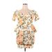 Charlotte Russe Cocktail Dress - Mini Plunge Short sleeves: Orange Print Dresses - New - Women's Size 1X Plus