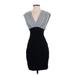 Max Studio Cocktail Dress - Mini V Neck Sleeveless: Gray Color Block Dresses - Women's Size X-Small