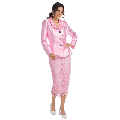 Lace Suit (Size 16) Light Pink, Polyester