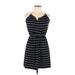 One Clothing Casual Dress - A-Line Keyhole Sleeveless: Black Print Dresses - Women's Size Large