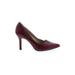 Liz Claiborne Heels: Slip On Stiletto Cocktail Party Burgundy Print Shoes - Women's Size 8 1/2 - Pointed Toe