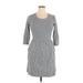 Boden Casual Dress - Sheath Scoop Neck 3/4 sleeves: Gray Print Dresses - Women's Size 10