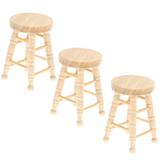 3 Pcs Mini Stool Kitchen Decor 1/12 Scale Armchairs Doll House Stool Model Miniature Furniture Accessories Log Round Stool Accessories Mini Wooden