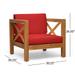 Christopher Knight Home Brava Outdoor Acacia Wood 6-piece Chat Set by Teak Finish Red