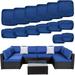 Kinbor 14 Piece Patio Cushion Covers Replacement Outdoor Patio Wicker Sofa Washable Cushion Slipcovers with Zipper Dark Blue