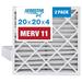 MYXIO 20x20x4 MERV 11 Pleated Replacement Air Filter for FC100A1011 2 Pack (Actual Size: 19 3/4 x 19 7/8 x 4 3/8 )