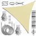 ColourTreeUSA Triangle Sun Shade Sail HDPE with Winch Hardware Installation Kit 10 x 10 x 10 - Beige