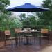 Lancaster Home Faux Teak Patio Table 4 Chairs & 9FT Patio Umbrella with Base Navy