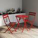 3 Piece Patio Bistro Set of Foldable Round Table and Chairs Red