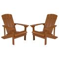 Flash Furniture Outdoor All-Weather Poly Resin Wood Adirondack Chairs (Set of 2) Teak