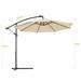 10 FT Solar LED Patio Outdoor Umbrella Hanging Cantilever Umbrella Offset Umbrella Easy Open Adustment with 24 LED Lights Tan