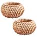 2 Pcs Rattan Incense Burner Household Home Decor Food Storage Basket Sundries Office