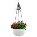 Solar Hanging Planter with LED Light and Self-Watering White 1