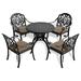 5-Piece Cast Aluminum Outdoor Dining Set with 31.5 in. Round Table and Random Color Seat Cushions