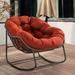 Outdoor Rattan Rocker Recliner Chair With Polyester Padded Cushion Orange
