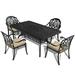 5-Piece Cast Aluminum Outdoor Dining Set with Random Color Seat Cushions