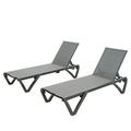 Patio Chaise Lounge Outdoor Aluminum Polypropylene Chair with Adjustable Backrest Poolside Sunbathing Chair for Beach Yard Balcony (Gray 2 Lounge Chairs)