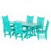 Polytrends Laguna 7-Piece Rectangular Poly Eco-Friendly All Weather Outdoor Dining Set Turquoise