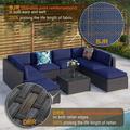 PHI VILLA MakeYourDay 9-Piece Rattan Wicker Cushioned Patio Furniture Sectional Sofa Set - 9-Pieces Sets Blue