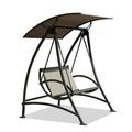 2-Seat Patio Swing Chair Outdoor Porch Swing with Adjustable Canopy and Durable Steel Frame Patio Swing Glider for Garden Deck Porch Backyard