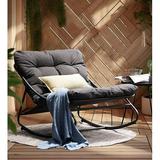 Grand Patio Steel Rocking Chair Indoor & Outdoor Patio Lounge Rocking Chair with Thick Cushion for Relaxing Reading Napping Comfortable Modern Rocker Chair for Living Room Front Porch Backyard